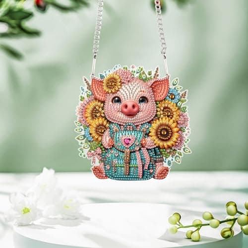 Tontut Pig Sunflower Diamond Art Painting Kits Hanging Decoration5D Diamond Art PaintingDIY Special Shape Diamond Craft Wall Garden DecorationGifts