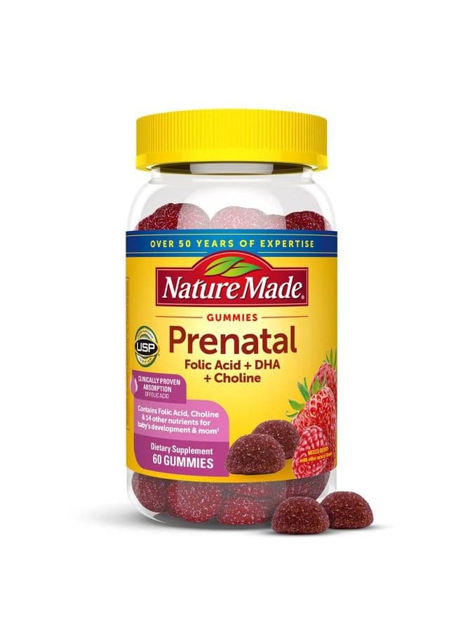 Prenatal Gummies with DHA and Folic Acid, Prenatal Vitamin and Mineral Supplement for Daily Nutritional Support, 60 Gummies, 30 Day Supply