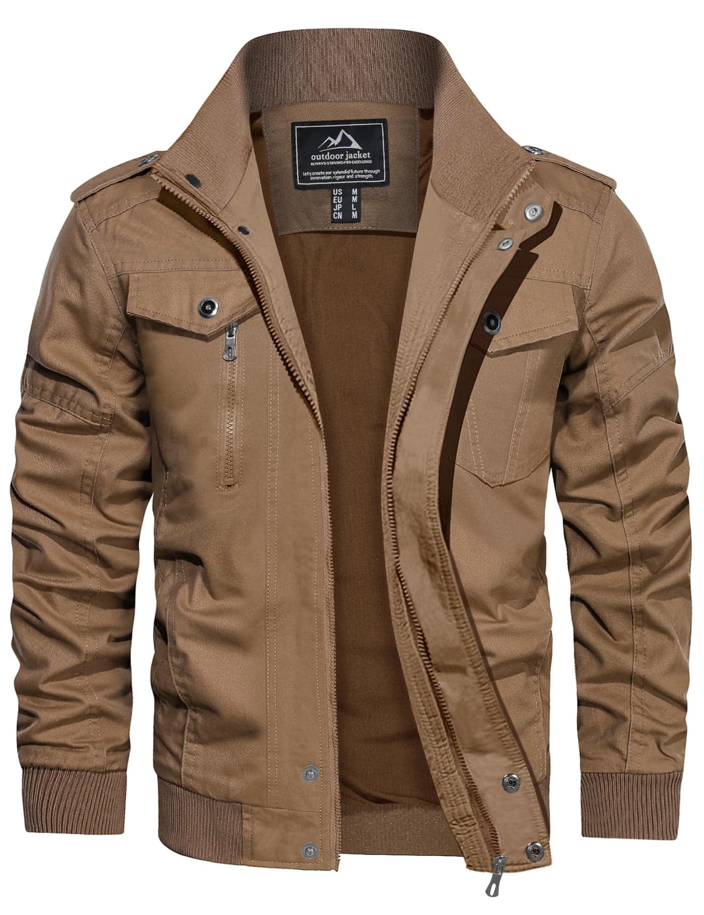 CRYSULLY Men's Cotton Jacket Full Zip Up Lightweight Jackets Stand Collar Business Casual Windbreaker