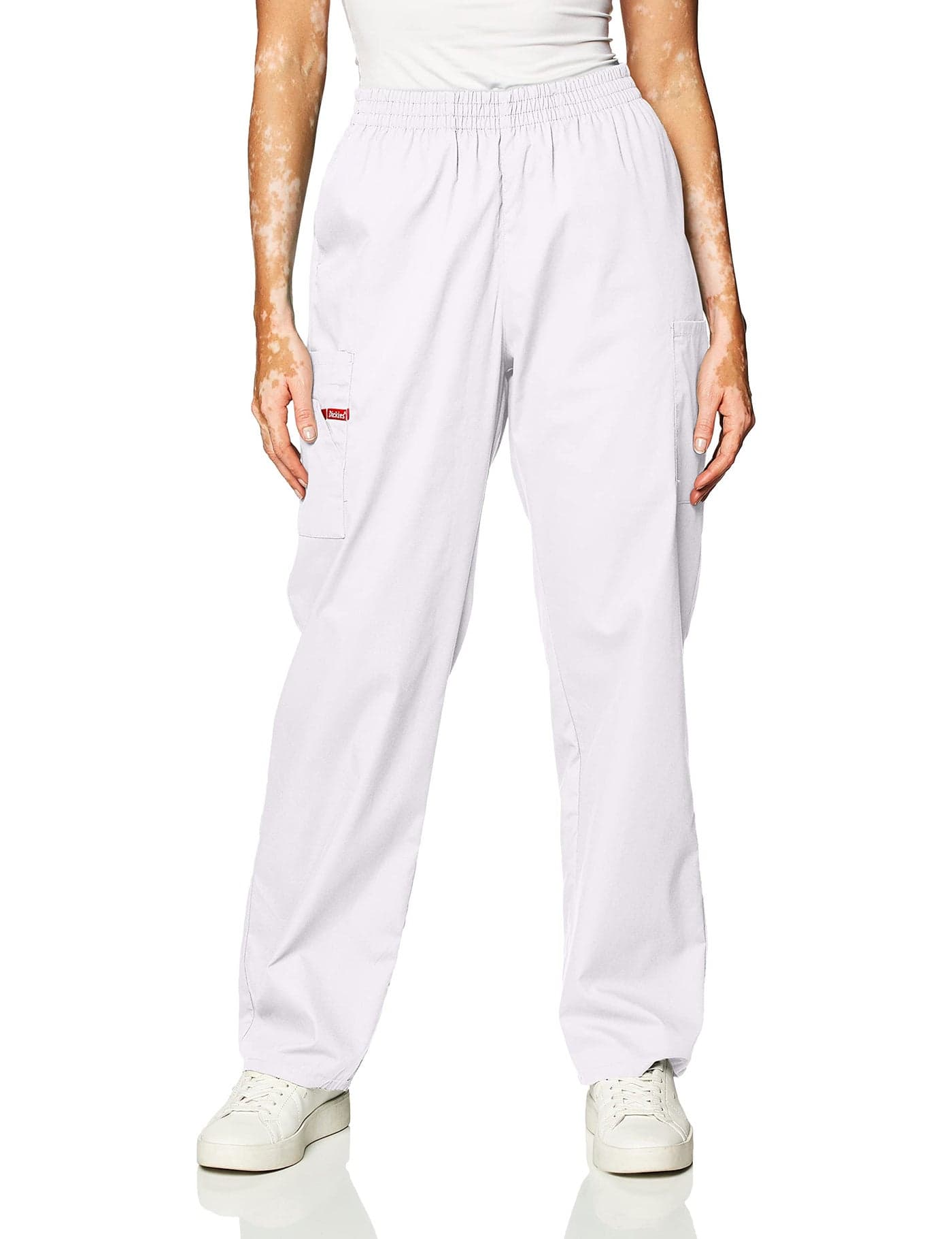Dickies Women's EDS Signature Scrubs Missy Fit Pull-On Cargo Pant, White, Small