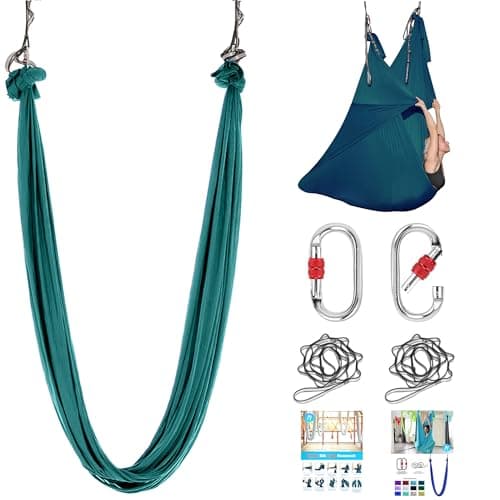 ZYOSJK 55 Yards Aerial Silk Swing Outdoor Hammock Aerial Yoga Swing For AdultsAerial Yoga Hammocks for outsideAerial Silks For Gymnastics Dark Green
