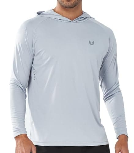 NORTHYARD Men's UPF 50+ Hoodie Shirts Long Sleeve Sun Protection Fishing Swim Beach UV SPF Rash Guard Quick Dry Lightweight LIGHTGREY S