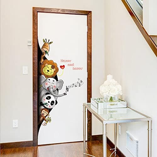 JAAMSO ROYALS Animal Black Holewall Stickers for Kid, Wall Stickers for Kids Room, Kids Wall Stickers for Kid, Room Wall Sticker (Multicolour, 60 CMx 90 CM)