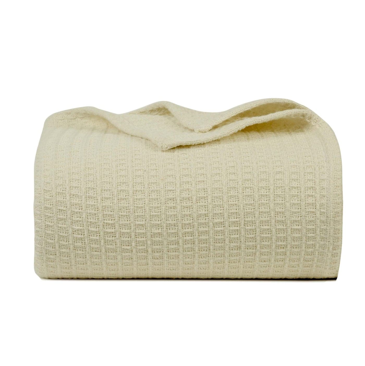 Bed Bath Home Waffle Texture 100 Cotton Blanket Ideal for Home Decor Snuggle Soft Cozy Breathable Lightweight Layering All Season Thermal Blanket Queen 90 x 90 Inches Ivory
