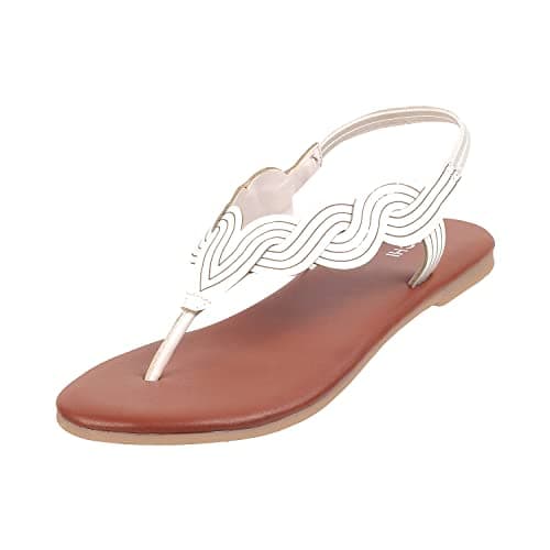 Mochi Women White Flat Synthetic Sandal UK/6 EU/39