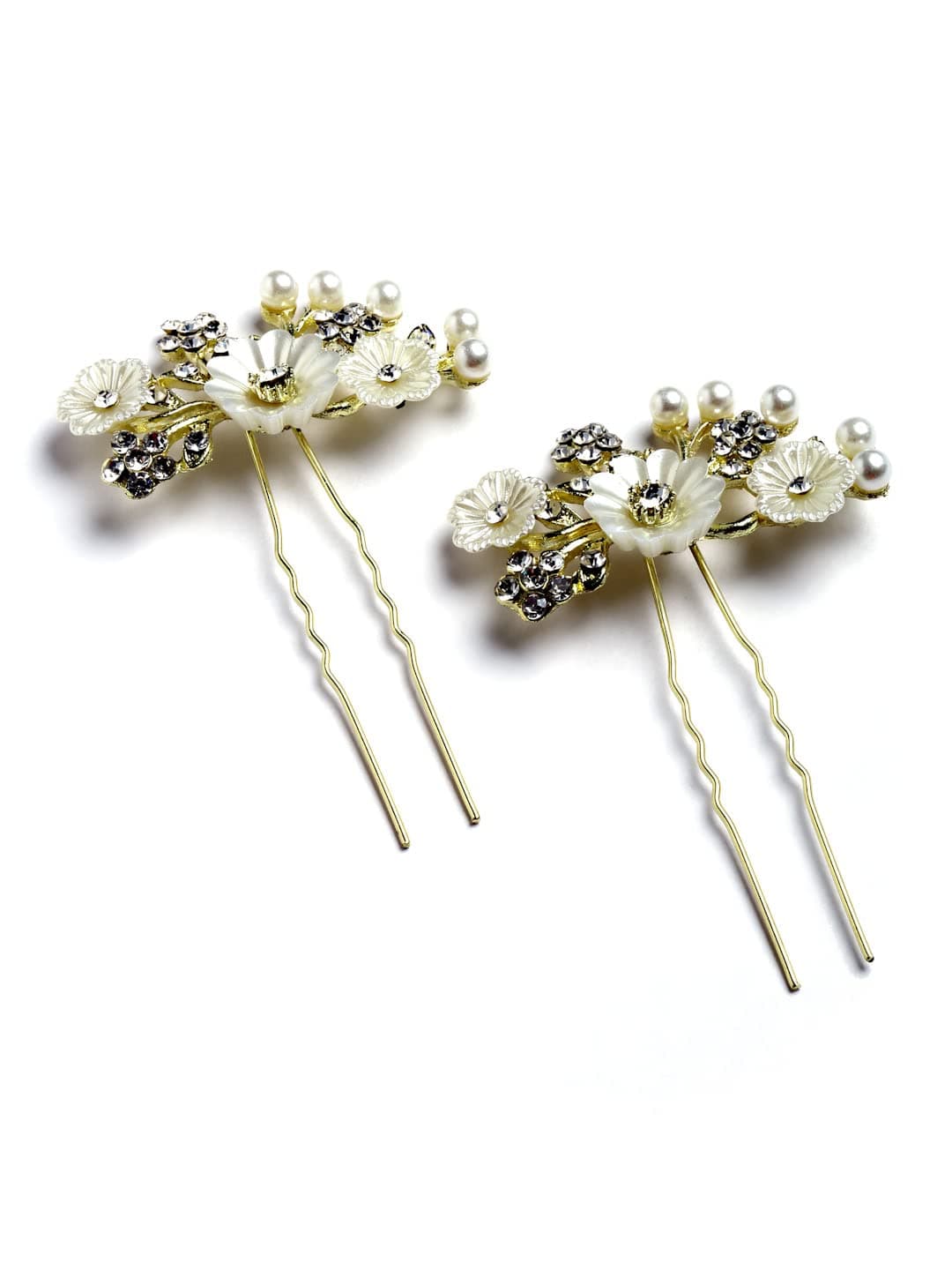 Vogue Hair Accessories Off White Metal Shell Juda Hair Pins Hair Clip Hair Accessories For Women & Girls(Shell Juda Pin Set -2)