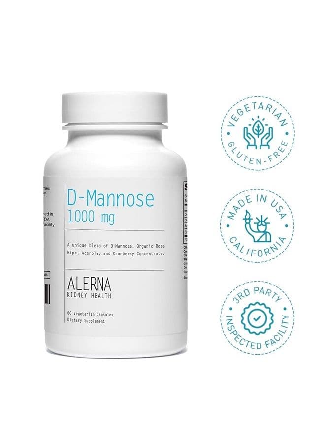 D-Mannose 500 mg - Urinary Tract Health - with Cranberry Concentrate, Organic Rose Hips, Acerola Extract - 60 Vegetarian Capsules