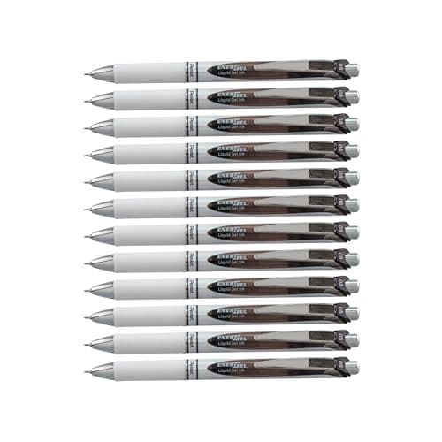 Pentel EnerGel Pearl RTX Gel Pen 05mm Fine Line Needle Tip Black Ink Box of 12 BLN75PWA