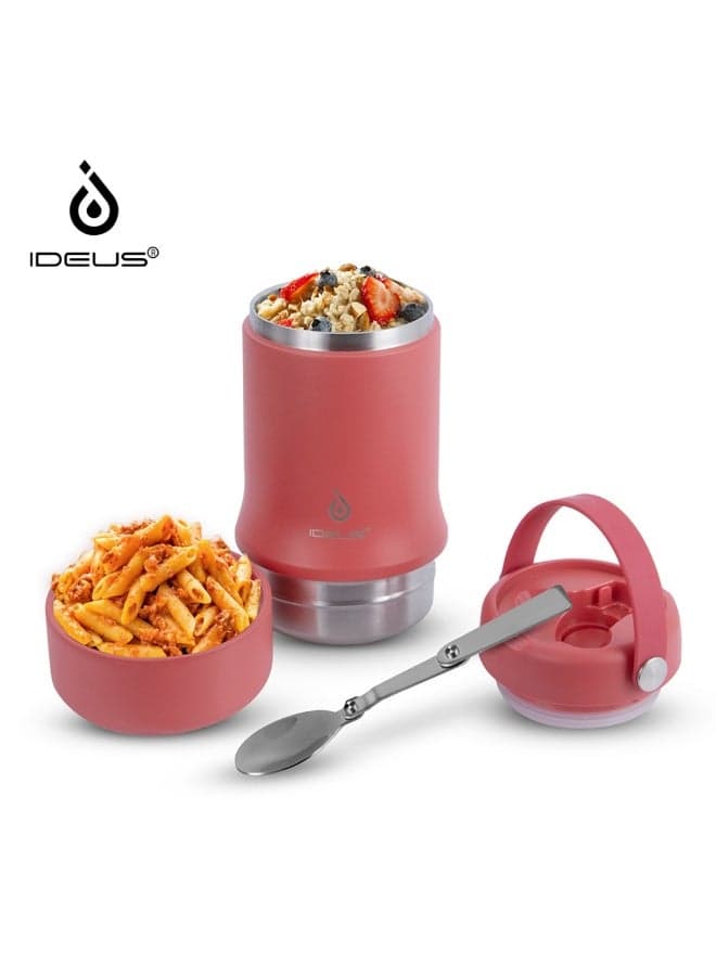 Ideus 20 oz Insulated Soup Thermo with Foldable Spolk and Bowl, All-in-one Stainless Steel Vacuum Thermal Food Jar for Lunch, Leakproof Bento Lunchbox...