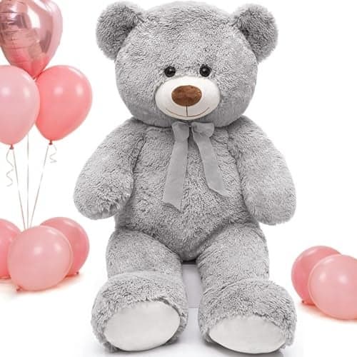MorisMos Giant Teddy Bear Stuffed Animal 3ft36 inch Big Teddy Bear for Baby Shower Decor Large Stuffed Bear Gifts for Girl Boy Women on Birthday ChristmasGrey