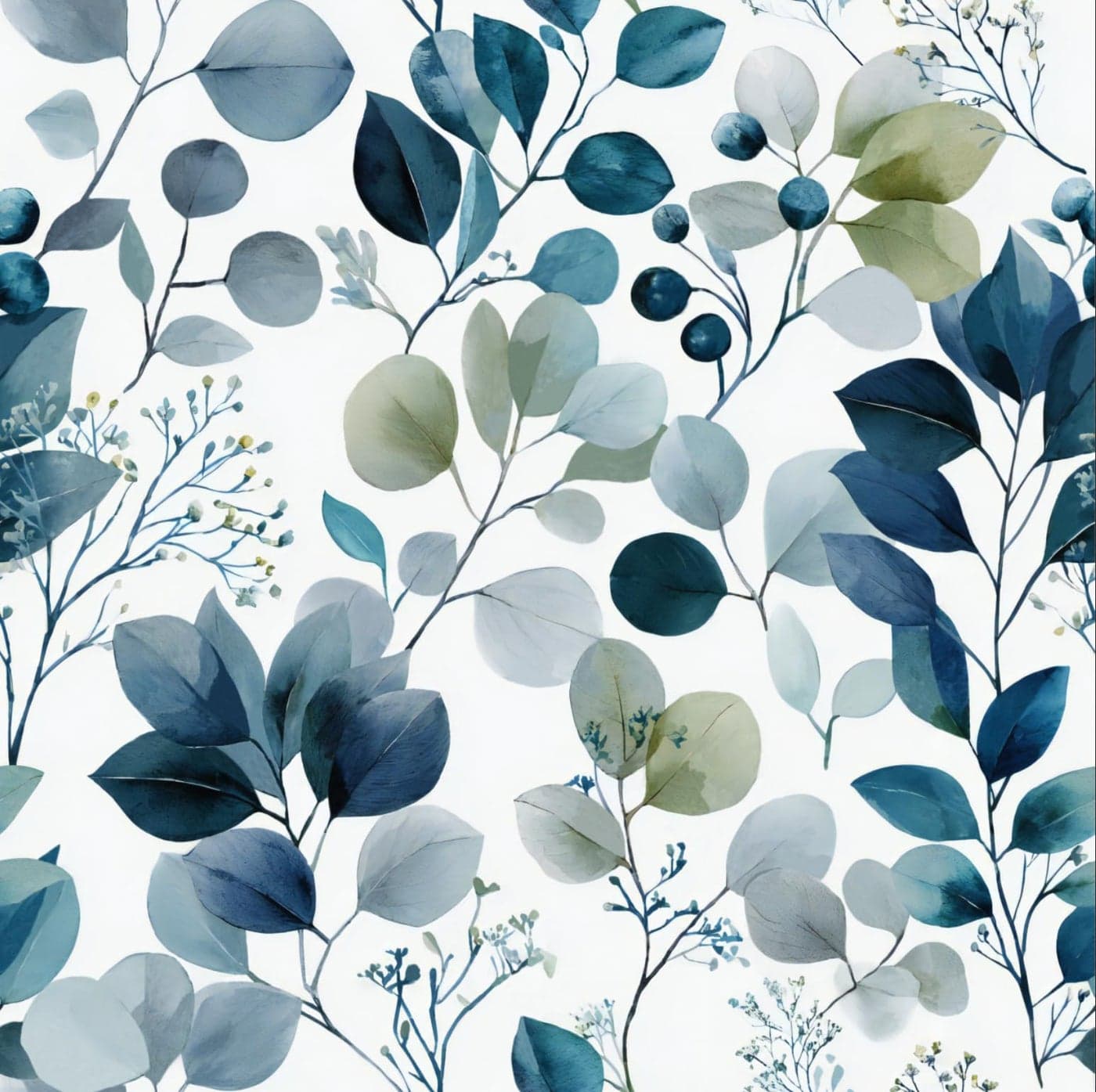 Micpolo Blue and Green Leaf Wallpaper Peel and Stick Wallpaper Waterproof Leaves Contact Paper Boho Floral Removable Wall Paper for Bedroom Kitchen and Cabinets Drawer Liner Decor 17.3" x 78.7"