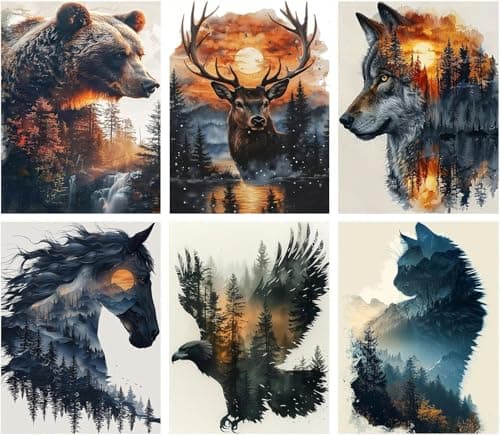 VIGEGU 6 Pack Diamond Art Kits for AdultsForest Animals Diamond Painting Kit for Adults BeginnersDiamond Dots Gem Painting for Adults Home Decor 118x157inch