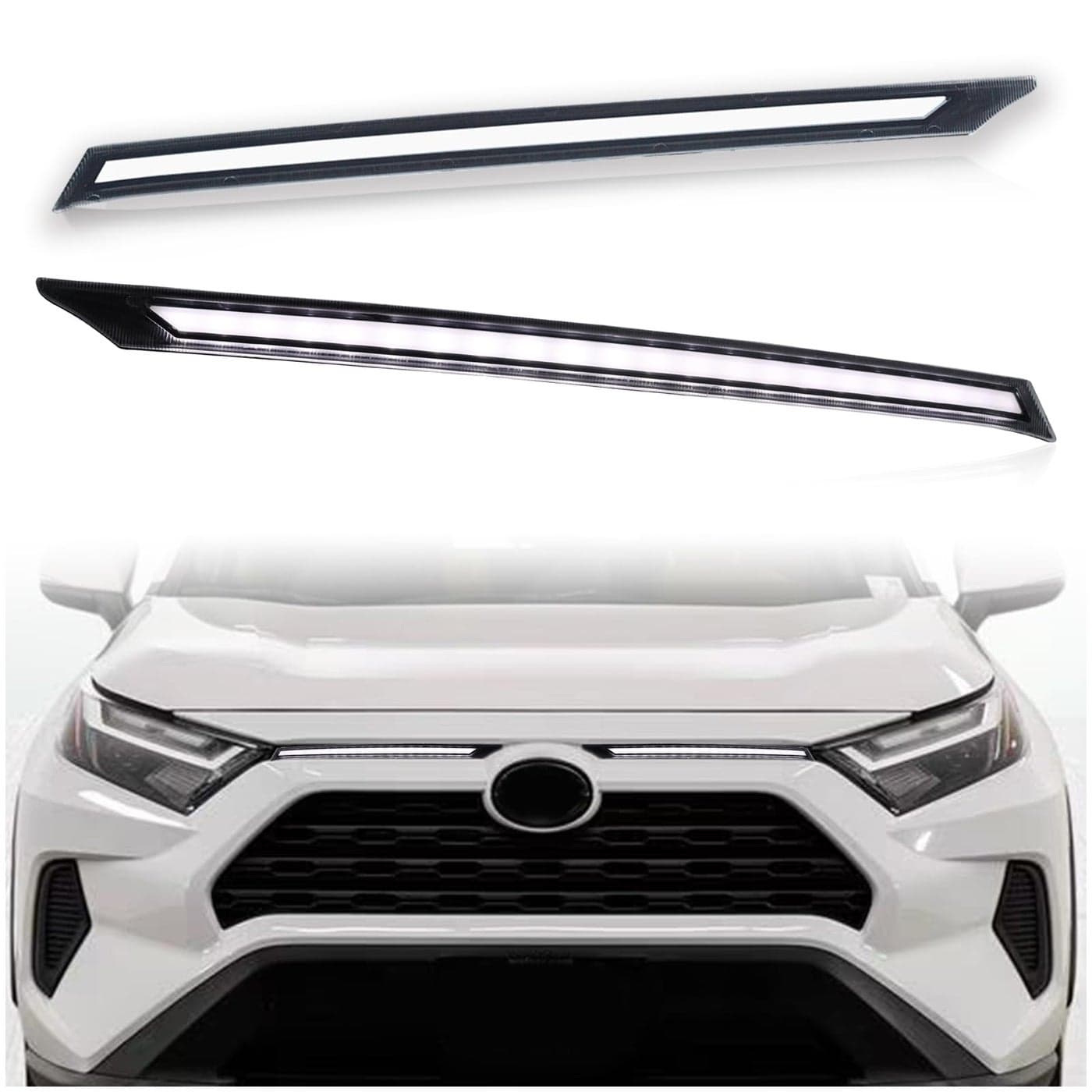 KEEGTBOX Switchback WhiteAmber LED DRL Front Fog Grille Lamp Daytime Running Light Sequential Flash Turn Signal Feature Compatible with Toyota RAV4 SUV LE XLE Limited 2019 2020 2021 2022 Clear Lens