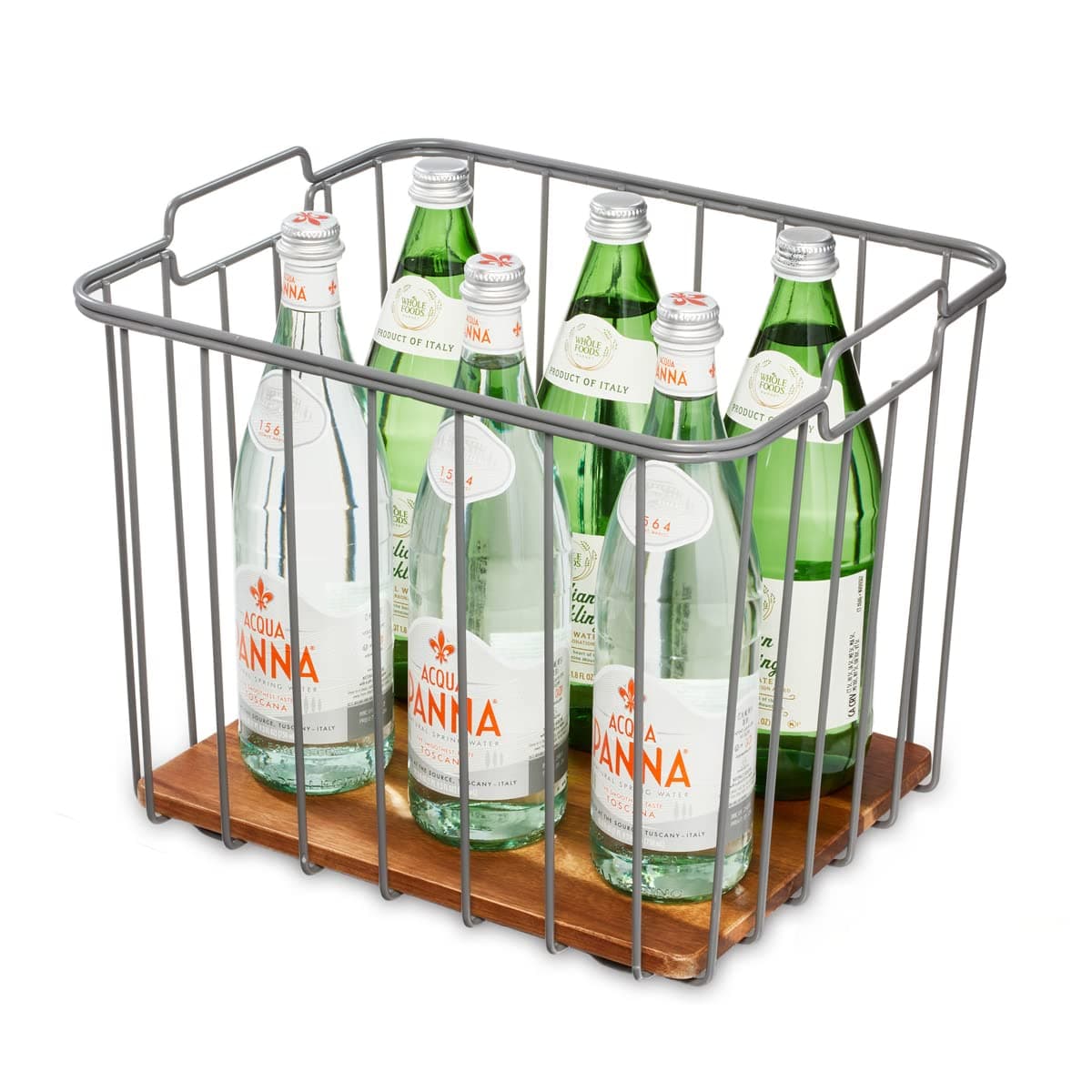 iDesign Ria Safford Collection Deep Pantry Wire Basket with Acacia Wood 1425 x 125 x 12 1525 x 125 x 12