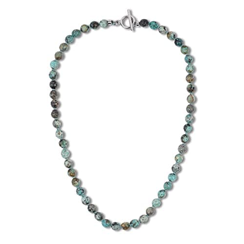 GAVU Handmade African Turquoise Necklace for Men, Crystal Beaded Necklace for Men 20"