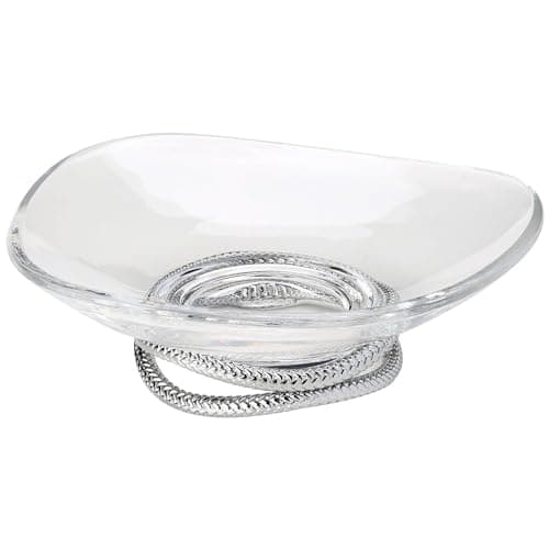 nambe Braid Centerpiece Bowl | Fruit Display Bowl | Decorative Bowl for Table Décor or Kitchen Counter | Chrome Plate and Glass | Modern Centerpiece | 11-Inch