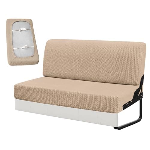 YUJIASH RV Couch Covers for Sofa Bed,2-Piece Backrest and Seat Slip Covers,for Jackknife Sofa,rv Furniture Cover (Khaki)