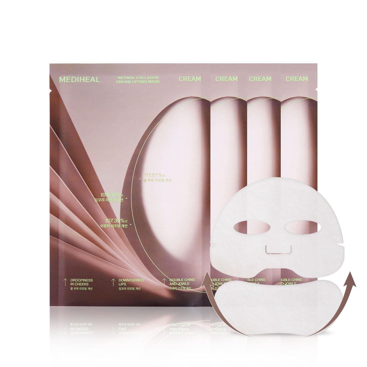 Mediheal Retinol Collagen Cream Lifting Mask 4 Counts for V Line MaskAntiAging Helps Reduce Fine Lines Wrinkles and Smoothens Skin