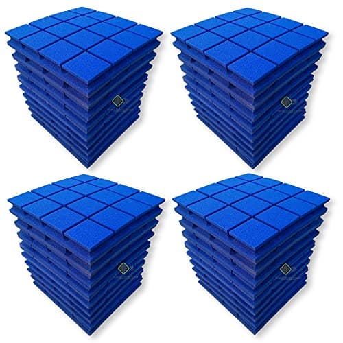 YGM Acoustic Foams® Turbo Acoustic Panels – 12”x12”x2” | 50 Density, Studio Noise, Echo Reduction & Absorption for Studio & Home (Blue, Set of 36)