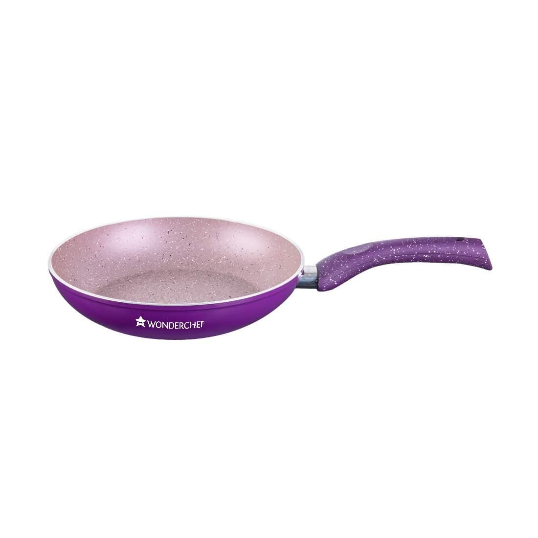 Wonderchef Granite 24 cm Non-Stick Fry Pan | 1.8L | Purple | 5 Layer PFOA Free Non-Stick Coating | Compatible with Hot Plate, Hobs, Gas Stove, Ceramic Plate and Induction cooktop | 2 Year Warranty