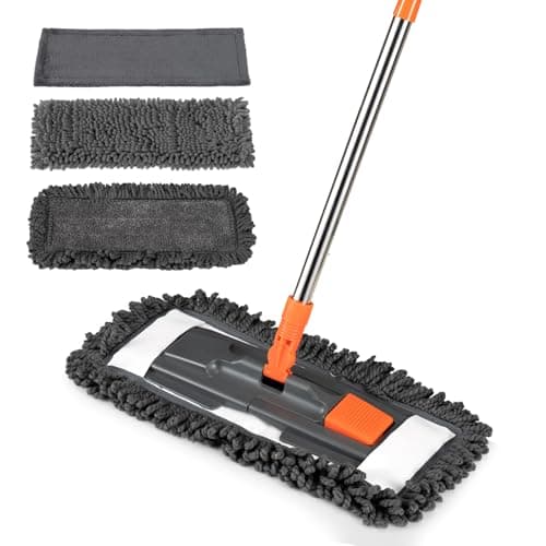 Dust Mop for Floor Cleaning with 3 Washable Pads and 55 Long Stainless Steel HandleMicrofiber Mop for Hardwood Floors Tile Marble Floors Dust Mop