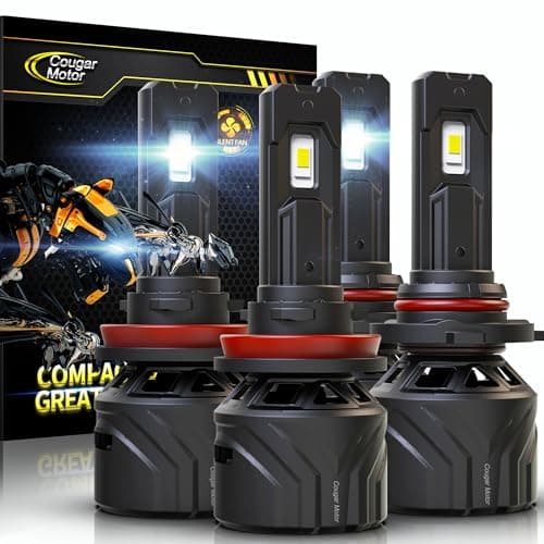 Cougar Motor 9005 H11 Bulbs, HB3 H8 H9 Fog Lights Combo(2 Sets) 6500K White Non-Polarity Fog Bulb or Off-Road Use Plug and Play - Pack of 4