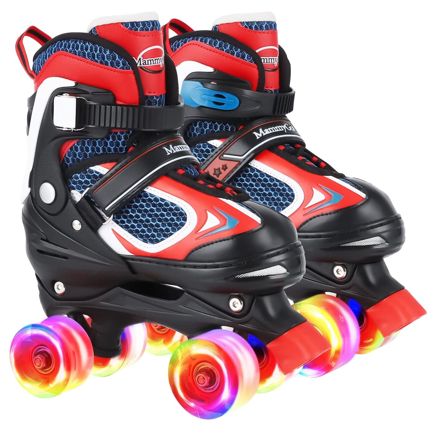Kids Roller Skates for Girls and Boys4 Sizes Adjustable Quad Skates with Light up Wheels Birthday Gift for Kids Children BeginnersRed S