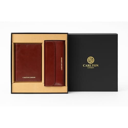 Carlton London Women Wallet & Passport Holder Gift Set | Tan ladies wallet | travel accessories for woman | Luxury Gifts for Women - Brown