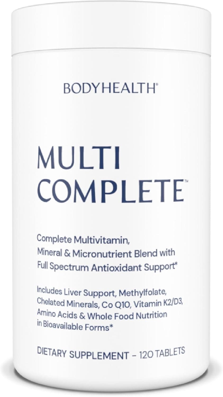BodyHealth Multi Complete 120 Ct Daily Multivitamin for Men and Women with Whole Foods Minerals Antioxidants Organic Green Food Concentrates and Liver Detox Extracts Vegan and Non GMO