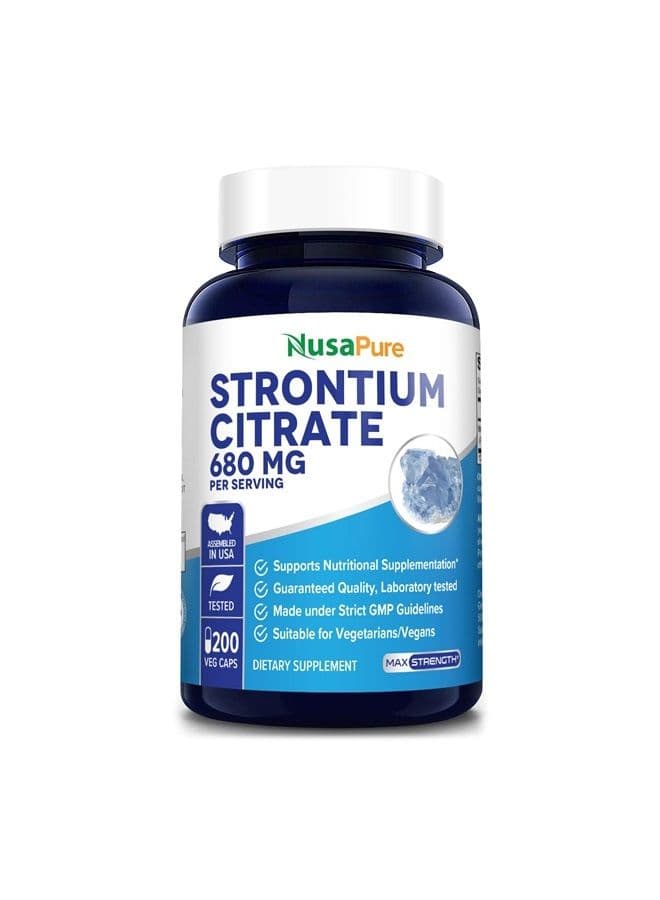 Strontium 680 mg 200 Vegetarian Caps (Non-GMO & Gluten Free)