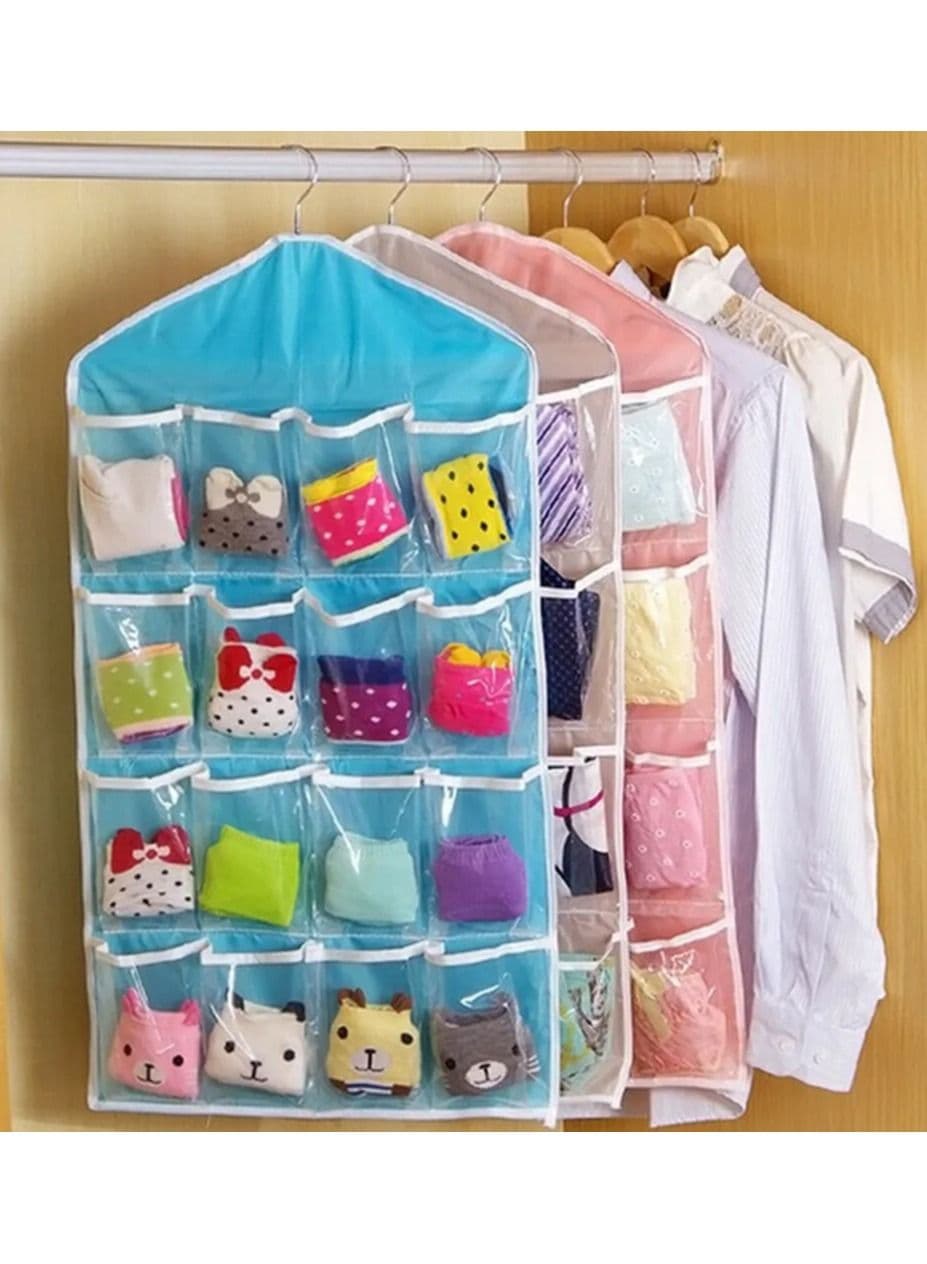 16 Pockets Socks Bra Underwear Hanging Organizer Tidy Rack Hanger Storage Door Bag For Bathroom Living Room Household Sundries