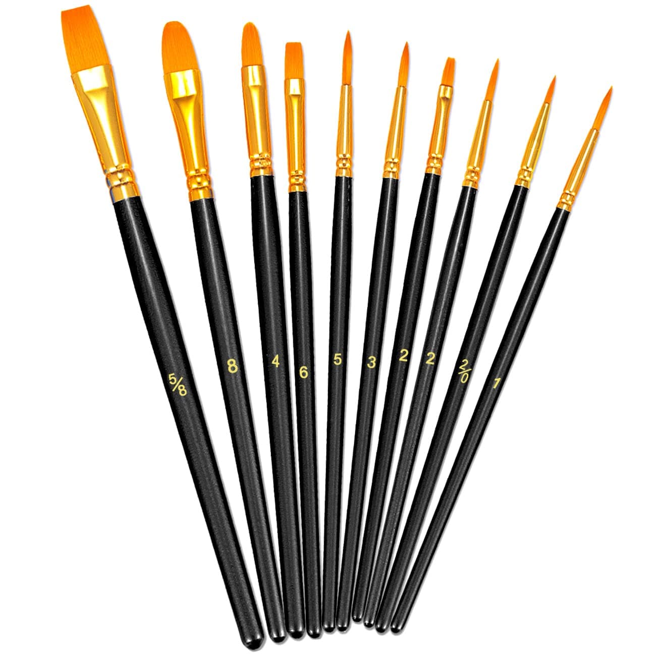 BOSOBO Paint Brushes Set 10 Pieces Round Pointed Tip Paintbrushes Nylon Hair Artist Acrylic Paint Brushes for Acrylic Oil Watercolor Face Nail Body Art Miniature Detailing Rock Painting Black