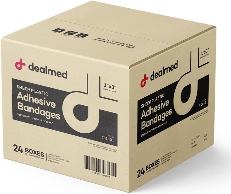 Sheer Plastic Flexible Adhesive Bandages 100 Count 24 Pack Bandages with NonStick Pad Latex Free Wound Care for First Aid Kit 1 x 3