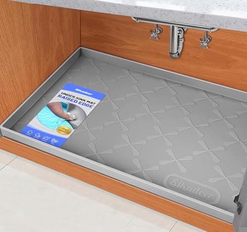 SIKADEER 40" x 19" Under Sink Mat Waterproof, Silicone Mat Kitchen Drawer Shelf and Cabinet Liner, Sink Protector for Kitchen Organizers and Storage, Boot Tray Pet Food Mats
