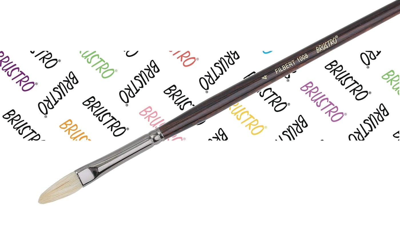 Brustro Artists Bristlewhite Filbert Brush Series 1008 - Brush No. 4, Chungking Hog Bristle | Ideal for Oil, Acrylic Painting on Paper, Canvas, Fine Art Students and Professionals
