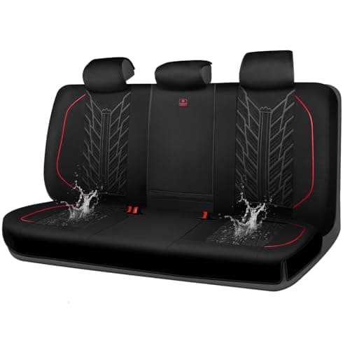 CAR PASS Waterproof Split Bench Seat CoversNeoprene Rear Seat CoversAllWeather NonSlip Durable Universal Fit for SUVs Sedans Trucks Vans AutomotiveBlack
