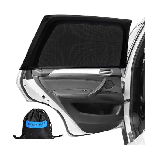 PEMOTech Car Window Shades(2 Pack)-Certified Car Side Window Sun Shades, UV Protection Breathable Spandex Baby Window Covers, Universal Fit Most (99%) of Cars, Protect Privacy for Family (27.2"x39.8")