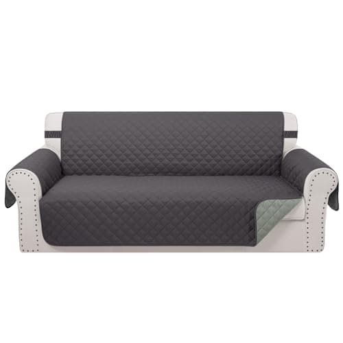 Luxshare Home Reversible Oversized Sofa Covers Couch Cover Furniture Protector for Dogs Elastic Straps Water Resistant(XLSofa,Dark Grey/Light Grey)