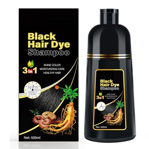Black Hair Dye Shampoo 3 in 1 for Gray Coverag Color Shampoo for WomenMen Instant Herbal Semi Permanent champu para canas
