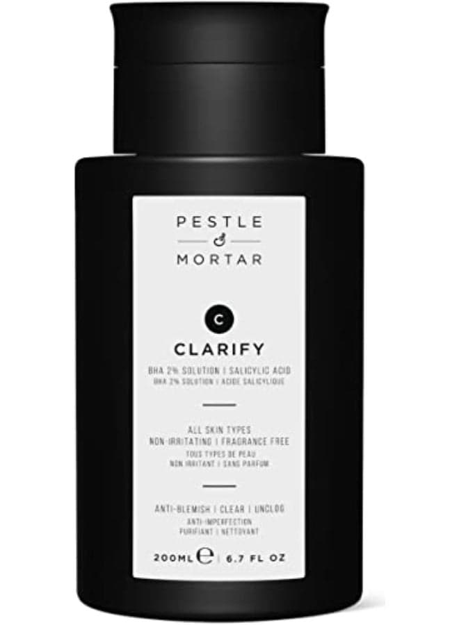 Pestle Mortar Clarify 2 Salicylic Acid Toner Acne Treatment and Clear Breakouts Facial Exfoliant to removes Excess Oil 676 oz