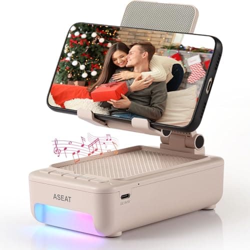 ASEAT Gifts for Men Him, Cell Phone Stand with Bluetooth Speaker&Led Color Changing Light, Unique Gifts for Women Dad Her Husband, Birthday Gifts for Men