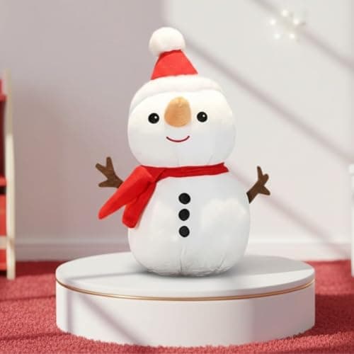 Storio Snowman Soft Toy | Cute Christmas Plush with Santa Hat & Scarf | Stuffed Snowman Toy for Kids & Adults | Super Soft Cuddly Plush Toy for Xmas Decoration, Gifting & Home Décor | Holiday Toy Gift