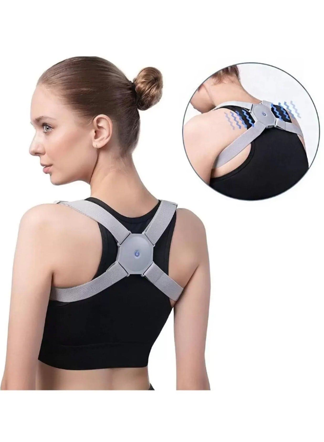 Adjustable Posture Corrector, Intelligent Posture Reminder with Sensor Vibration Adjustable Upper Back Brace Support Prevent Humpback, for Men Women and Kids