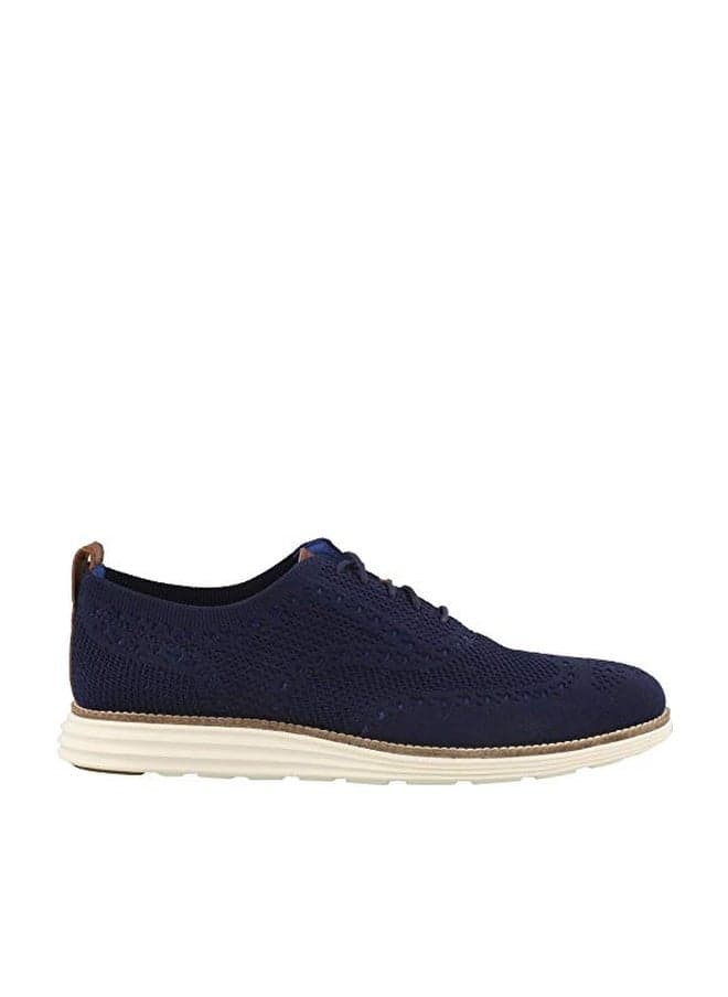 Cole Haan Men's Original Grand Knit Wing TIP II Sneaker, Navy/Ivory, 11.5 M US