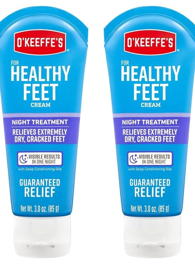 for Healthy Feet Night Treatment Foot Cream, Guaranteed Relief for Extremely Dry, Cracked Feet, Visible Results in 1 Night, 3.0 Ounce Tube, (Pack of 2)