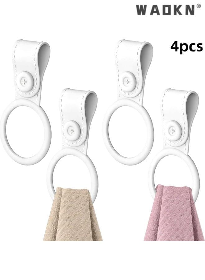 4 Pack Silicone Kitchen Towel Holder , Soft & Waterproof Bathroom and Dish Towel Holder , Towel Clips suitable for Kitchen , Cabinet , Stove , Oven Handle or Rods , Non-Slip & Heat Resistant , white .