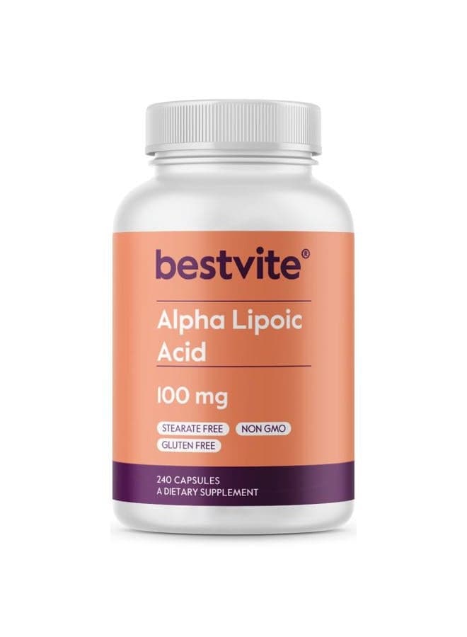 Alpha Lipoic Acid 100mg (240 Capsules) - No Stearates - No Flow Agents - Non GMO - Gluten Free