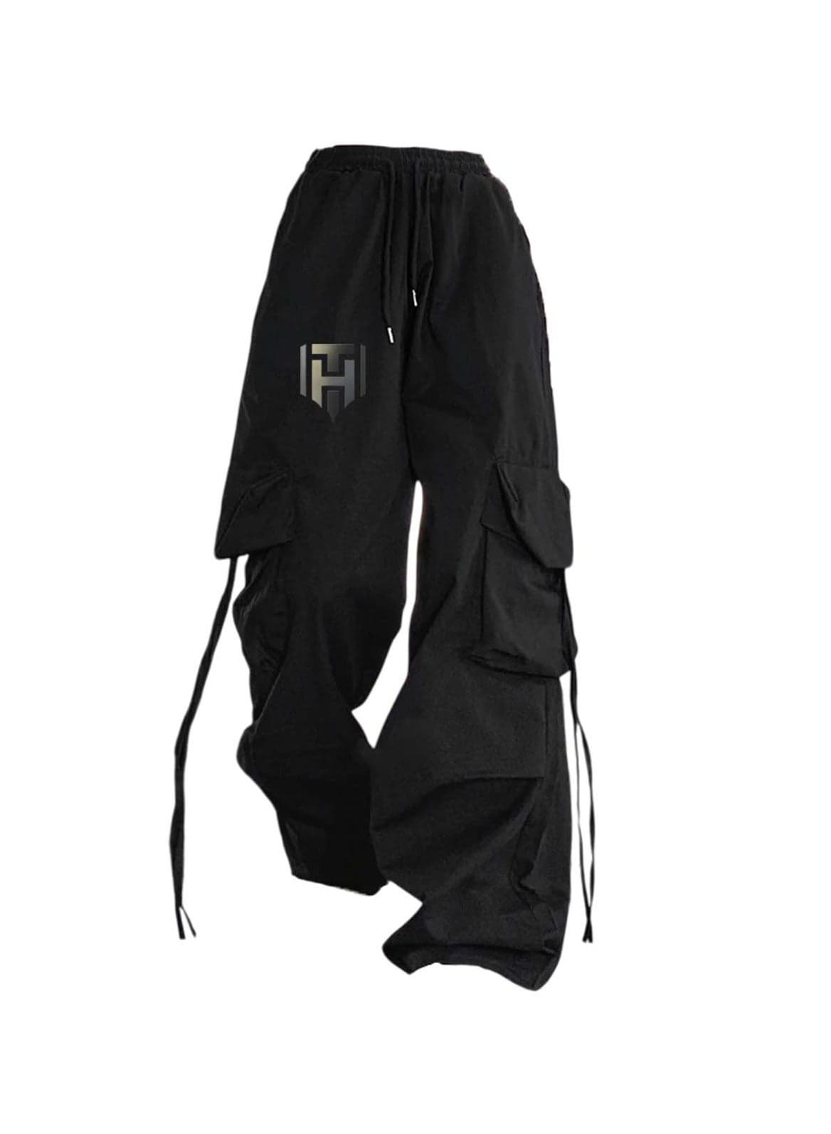 Women's Retro Wide-Leg Workwear Pants High Waist, Quick-Dry, Black Size L