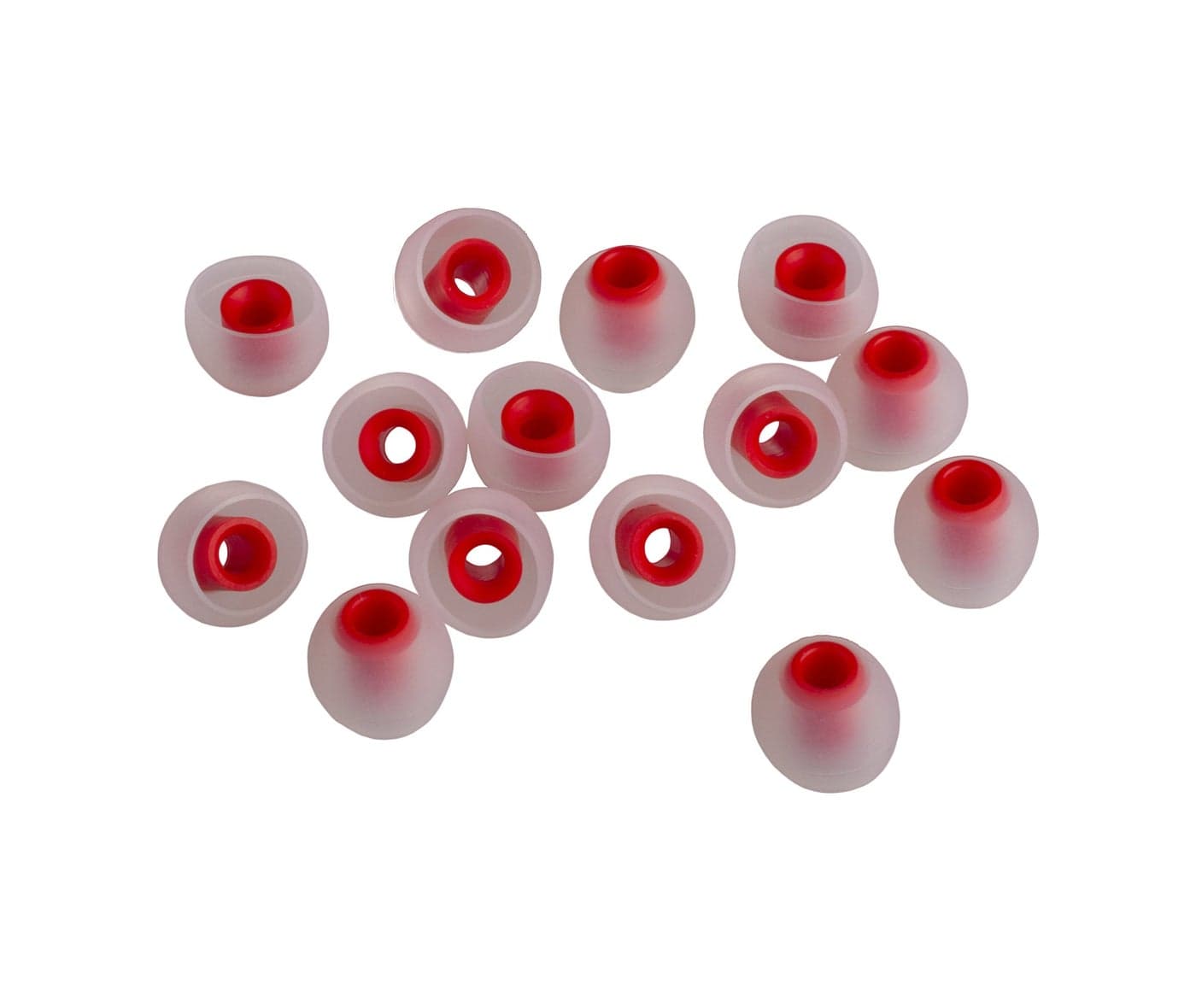 Xcessor (S ★ 7 Pairs (14 Pieces) of Silicone Replacement in Ear Earphone Small Size Earbuds ★ Replacement Ear Tips for Popular in-Ear Headphones. Transparent/Red