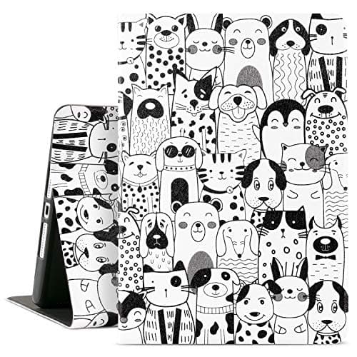 Cutebricase iPad Animal Case for 9th Generation, 8th Generation 7th Generation iPad Case iPad 10.2 Kids Case, Multi-Angle View with Adjustable Stand Auto Wake/Sleep(Black & White Animals)